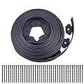 40 FT No Dig Garden Edging Kits with 40 Spikes, 2 inch High Heavy-Duty Plastic Garden Edging Border for Landscaping, Flower Gardens, Lawn (40FT, Black)