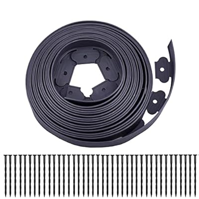 40 FT No Dig Garden Edging Kits with 40 Spikes, 2 inch High Heavy-Duty Plastic Garden Edging Border for Landscaping, Flower Gardens, Lawn (40FT, Black)