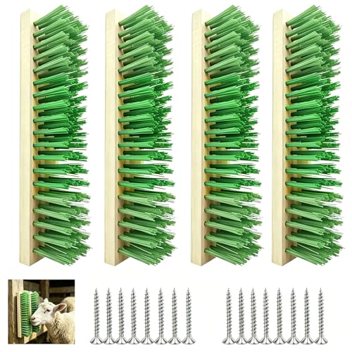 4 Pack Livestock Scratching Brushes, Goat Brush, Goat Brushes for Grooming &amp; Massage, Goat Toys, Suitable for Goat Horse Cow Sheep Pig, Essential Goat Supplies,Green