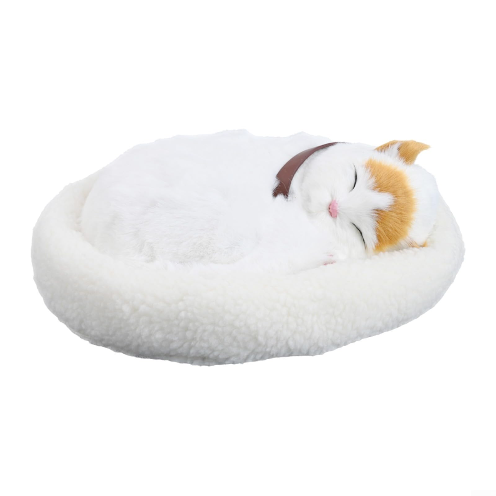 Simulierte schlafende Katze, Plüsch-Ornament mit weichem Material und realistischer Atmungsfunktion für Heimdekoration und Lernzwecke (gelbe Ohrenkatzen)