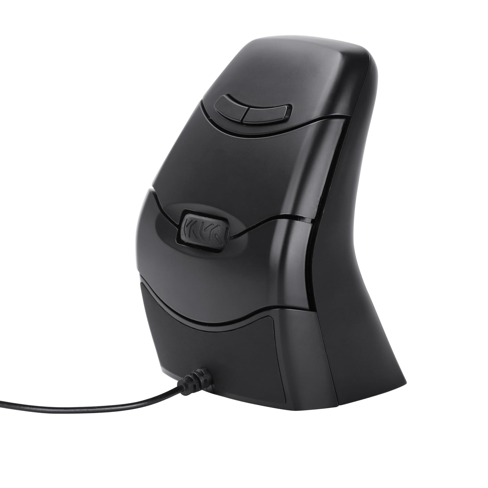 Ratón vertical ergonómico con agarre de precisión, con cable, diseño ambidiestro (negro)