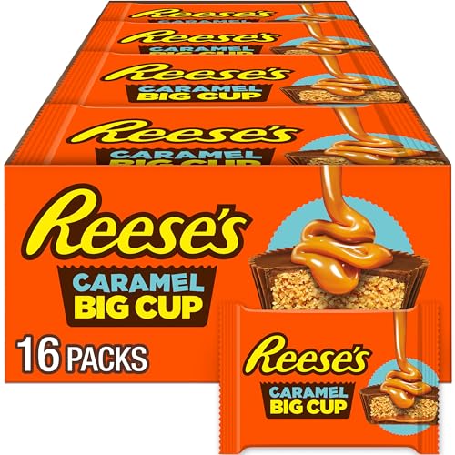 REESE'S Big Cup Caramel Milk Chocolate Peanut Butter Cups, Candy Packs, 1.4 oz (16 Count)