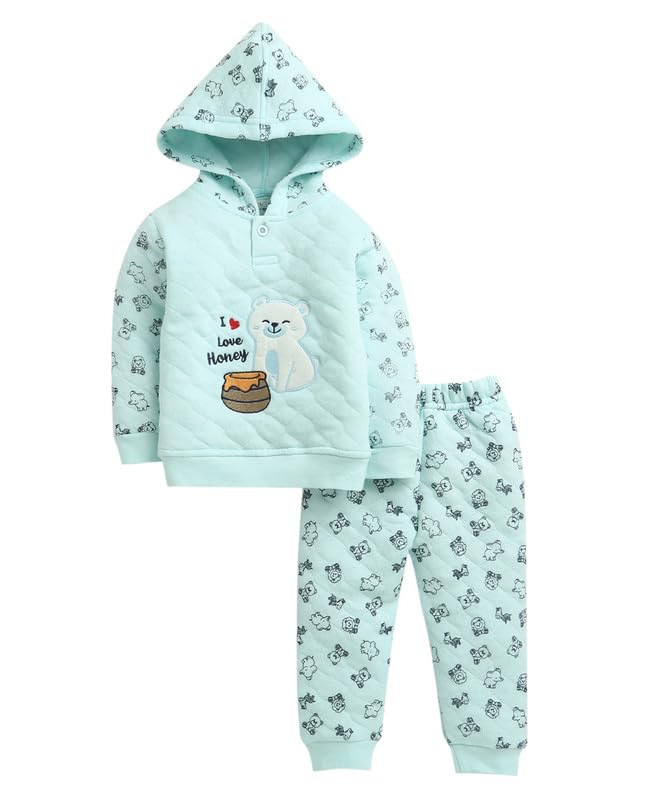 Image of BUMZEE Baby Boys Regular Fit Full Sleeves Hooded Polyfill Winter Set