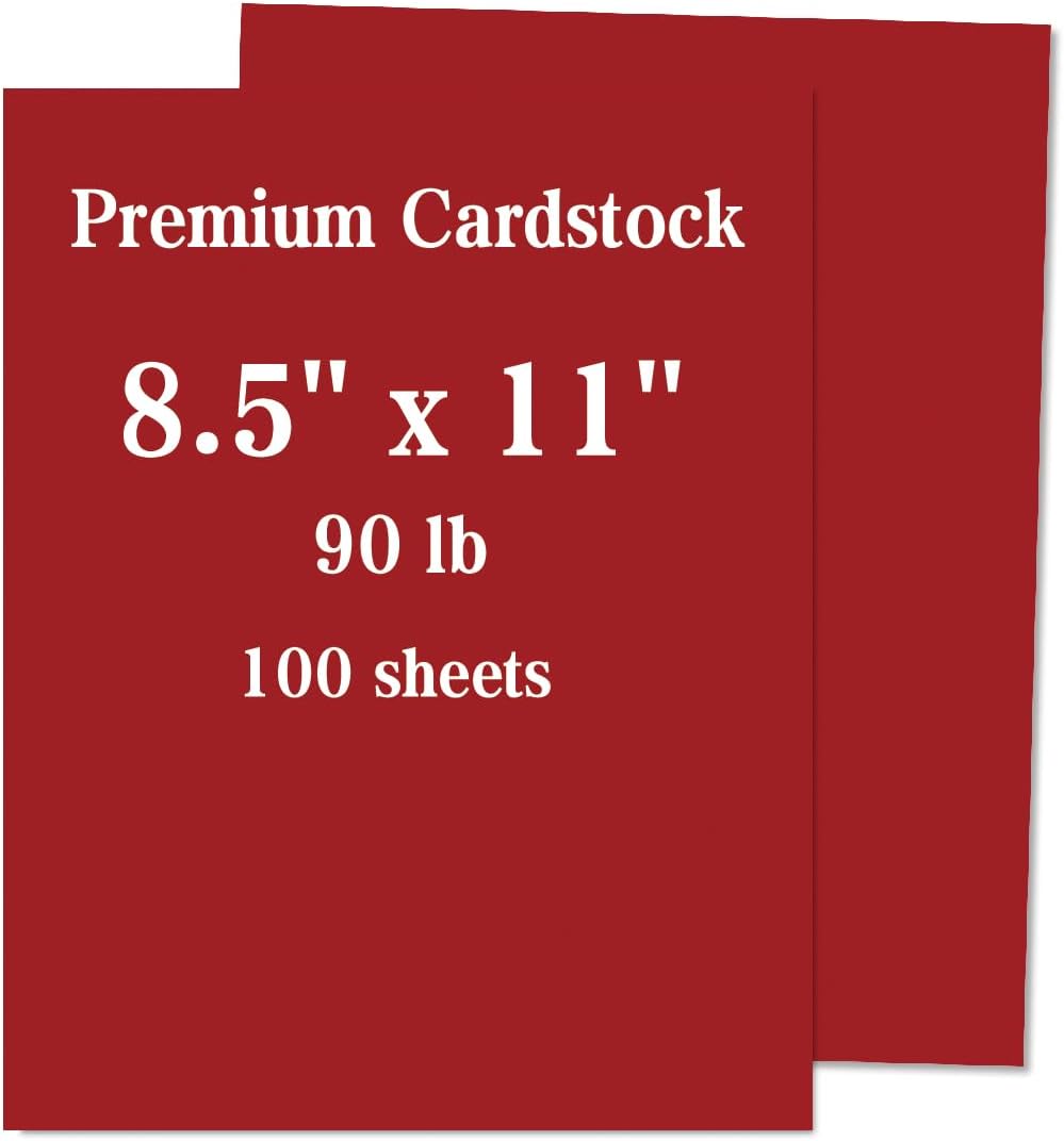 100 sheets Premium Christmas Red Cardstock 8.5 x 11, 90 Lb Cover Cardstock Paper, Heavyweight Card Stock for Printer, Thick Cover Stock Paper for Drawing, Gift tags, Cards etc, Crafts, Diy