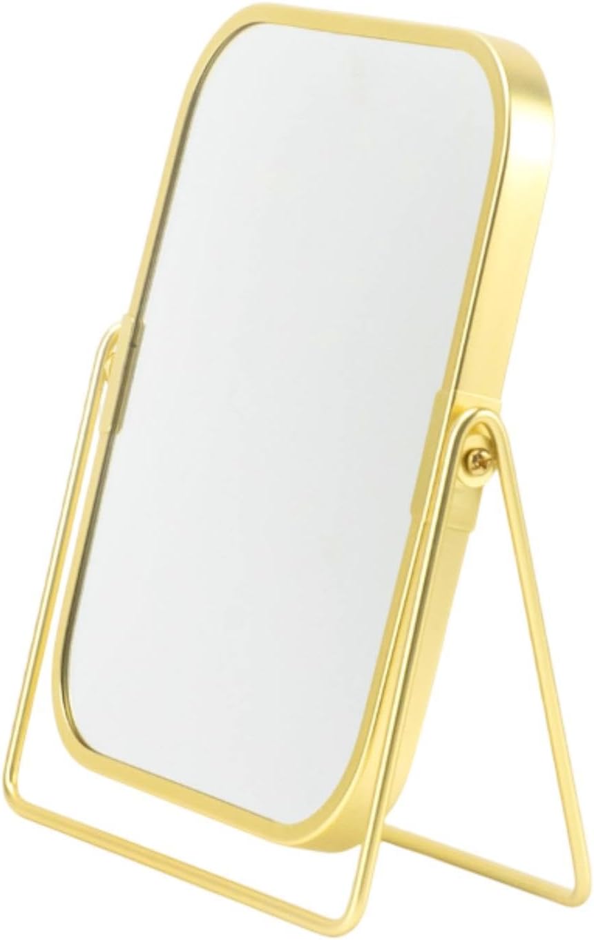Generic Tabletop Makeup Mirror Double-sided Makeup Mirror Desk Vanity Mirror for Dressing Table Living Room Vanity Dorm Household, Gold