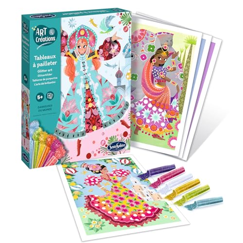 Tableaux a pailleter Danseuses du Monde Sentosphere activite manuelle enfant jeu de creation fille