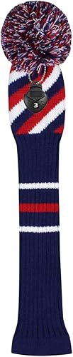 Miniatura 7 de Scott Edward Juego de 4 fundas tejidas para cabezas de golf, hechas a mano, bien para conductores y calles con cuello largo, pompones, juego de