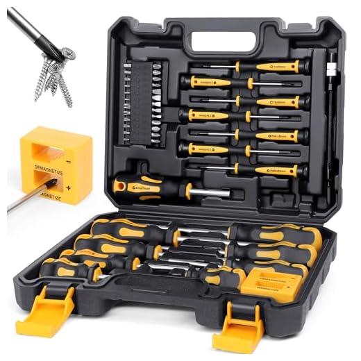 Magnetic Screwdrivers Set with Case, Amartisan 43-piece Includs Slotted, Phillips, Hex, Pozidriv,Torx and Precision Screwdriver Set, Magnetizer Demagnetizer Tools, Tools for Men