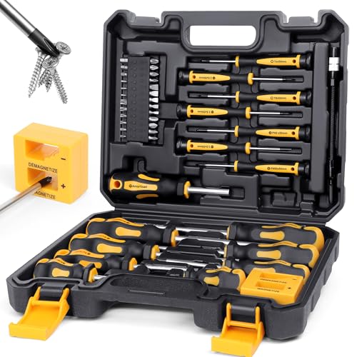 Magnetic Screwdrivers Set with Case, Amartisan 43-piece Includs Slotted, Phillips, Hex,...
