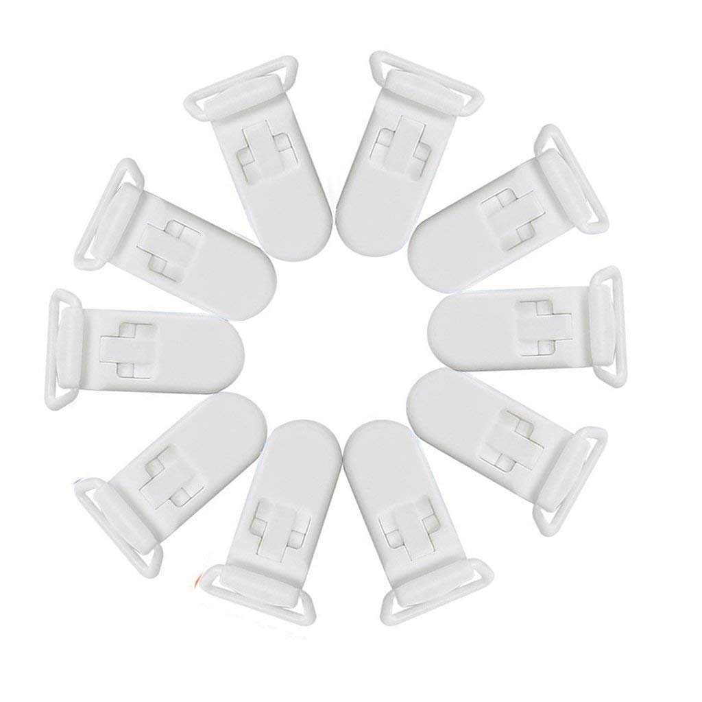 10 pezzi riutilizzabili in plastica distintivi clip per bambini manichini ciucci clip per giocattoli per bambini artigianato bianco design utile