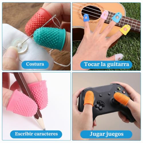Miniatura 7 de Hjzhii 30 Dedales De Goma, 5 Tamaños De Puntas De Goma Reutilizables, Protectores De Dedos, Almohadillas Para Dedos, Almohadillas Para Dedos, Dedales Para Coser A Mano, Bordado, Cortar, Tejer, Contar
