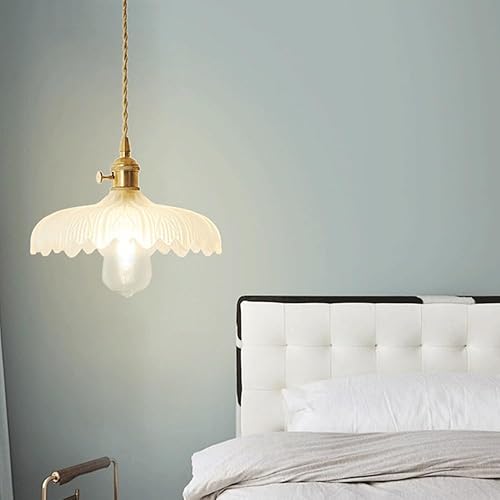 Miniatura 2 de Mid Century Modern Gold Pendant Lights, Nordic Retro Flower Hanging Pendant Lamp with Frosted Glass Shade, Adjustable Cord E26/E27 Base Chandelier