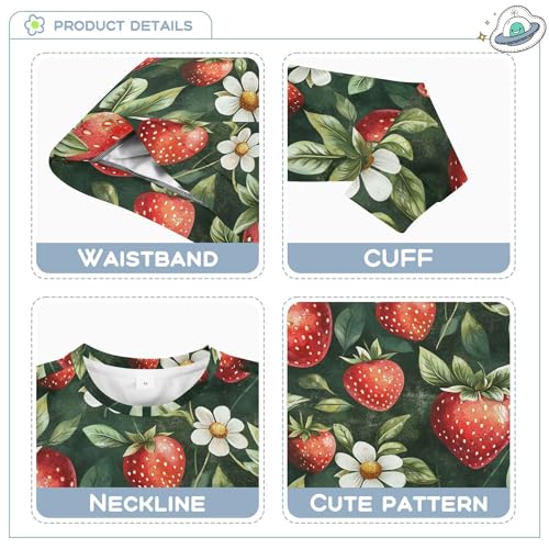 JUNZAN Cute Cartoon Strawberry Flowers Little Girls Pullover Hoodie Fleece Sweatshirt With Hoodie Sports 4T3