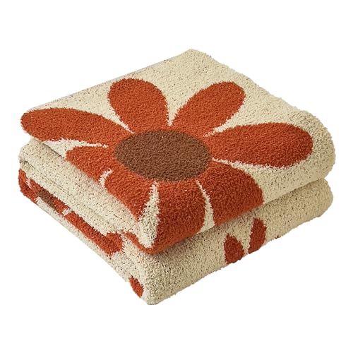 Image of Ultra Soft Cozy Daisy Sunflower Knitted Throw Blanket Fluffy Microfiber Checkerboard Bed Blanket Lightweight Both Sides Blanket for Couch Sofa Bed (Daisy, Throw 50 inchx60 inch)