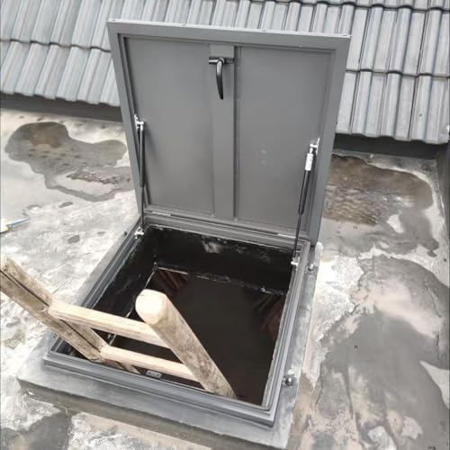 QHZYMX Trampilla de Suelo (Tamaño Interno) Trampilla Techo Aleación Aluminio con Tapa Antirrobo, Placa Seguridad Acceso A La Azotea Reforzada Y Personalizable(L-100cm(39 2/5in),W-55cm(21 3/5in))