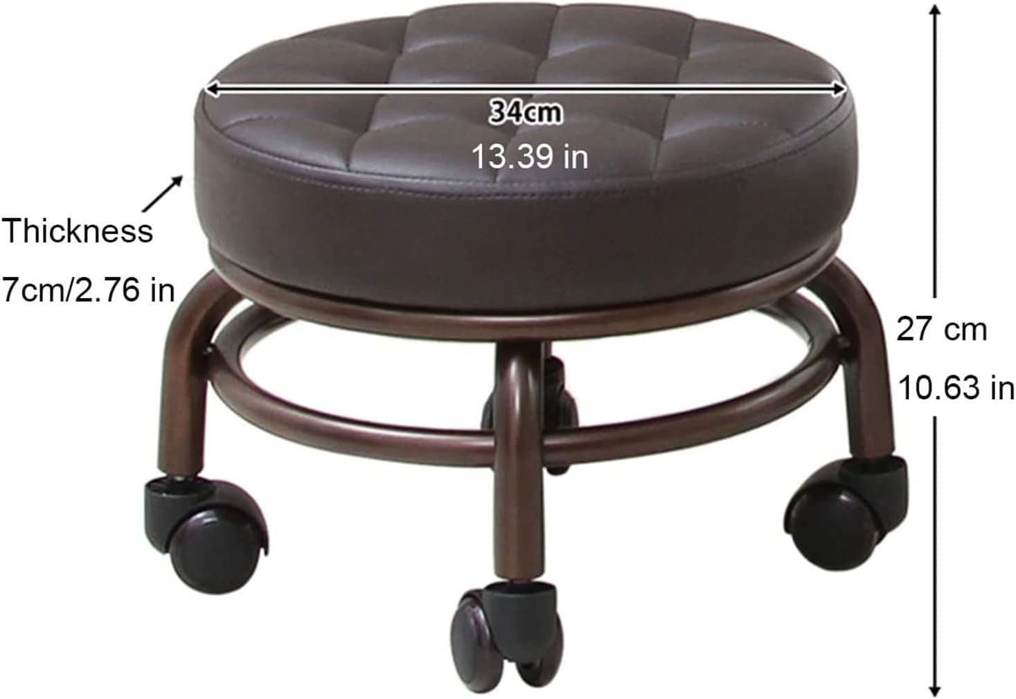 Taburete de pie de pedicura para salón de belleza SPA reposapiés de baño de pies de dos colores opcionales asiento de soporte grueso ruedas de calidad ET285000 (marrón oscuro) 2