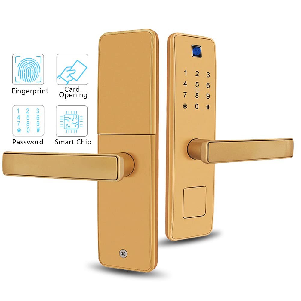 Smart Door Lock, Impronte Digitali Password Virtuale Ic Card Serratura a Combinazione Antifurto con Maniglia Gratuita per Famiglia Hotel Appartamento per la Sicurezza Domestica