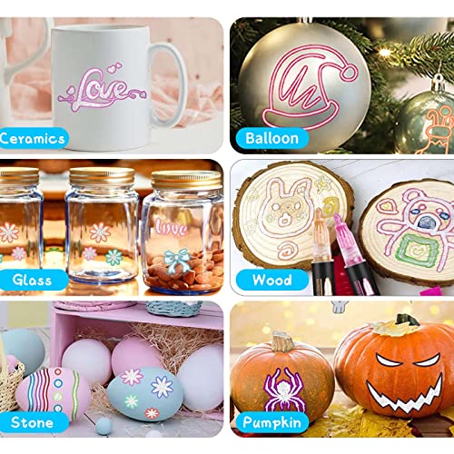 Outline Markers Self-Outline Metallic Markers, 24 Colors Double Line Outline Markers, Super Squiggles Shimmer Outline Glitter Pen Set For Kid Drawing,Birthday Greeting Card, Doodling,Diy Art Crafts #TOP3