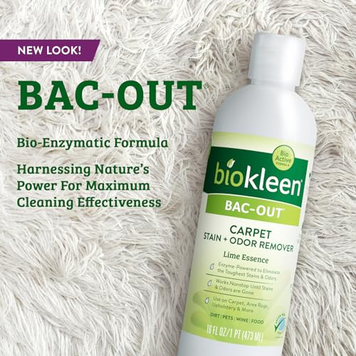 Image of Biokleen Bac-Out Enzymatic Stain & Odor Remover for Carpet - Removes Stains and odors caused by dirt, pet accidents, wine, food, smoke - 2 Pack 32 oz w /Micro Cleaning Towel