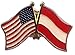 Pack of 50 Austria & US Crossed Double Flag Lapel Pins, Austrian & American Friendship Pin Badge