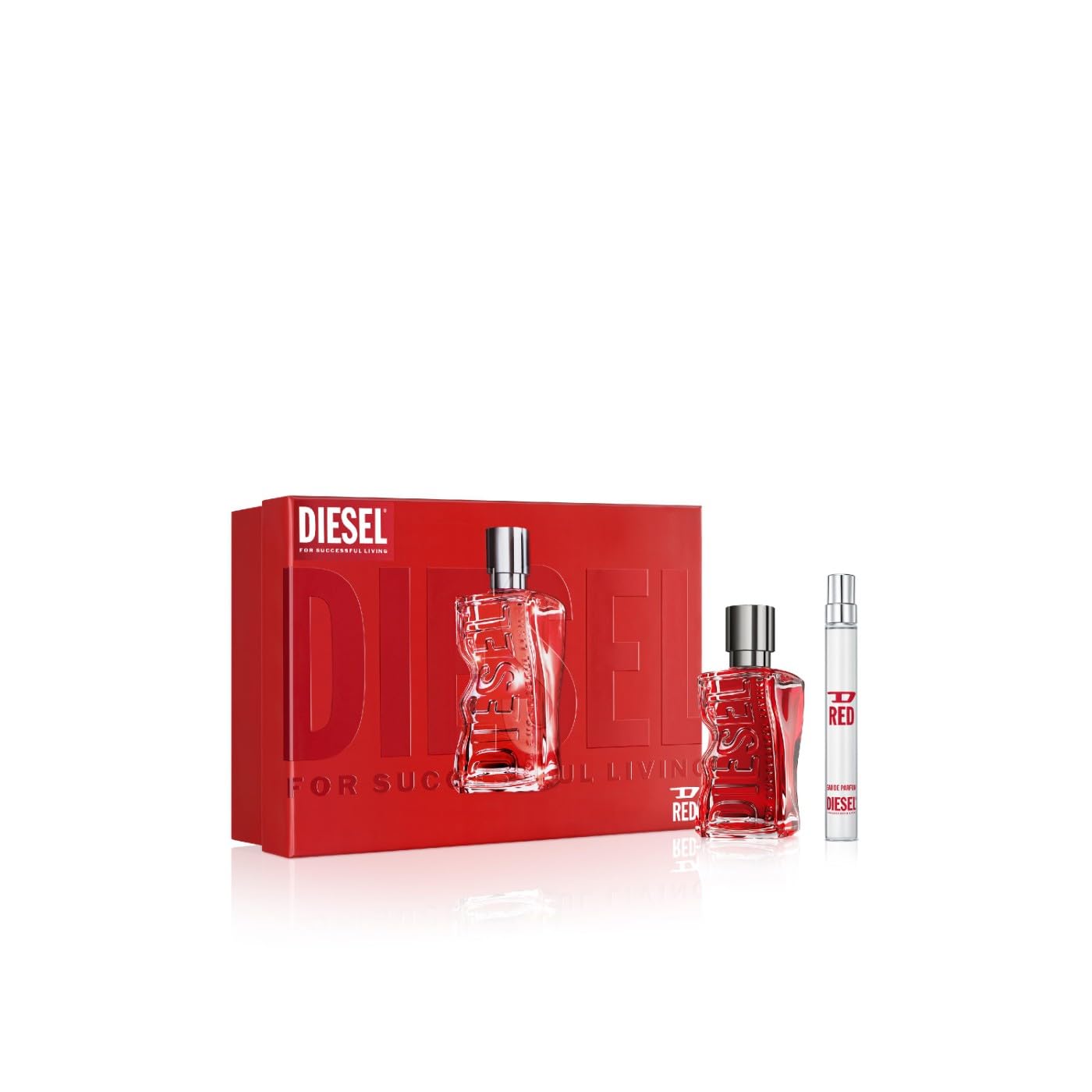 Diesel - D Red - Coffret Cadeau Eau de Parfum - Fragrance Fougère Aromatique pour Homme - Frais et Sensuel - Pamplemousse, Lavande de Provence & Bois de Santal - Tenue Longue Durée - 50 ml & 10 ml