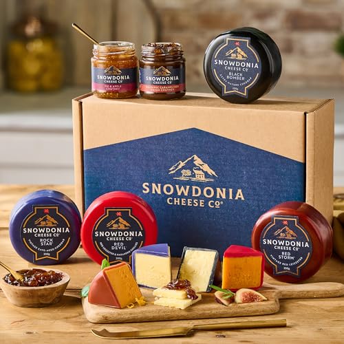 Snowdonia Cheese Company | Cheese & Chutney Deli Gift Box | 4 Luxury Welsh Cheeses and 2 Artisan Chutneys