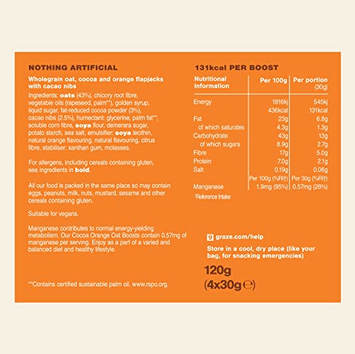 Graze Healthy Snacks - Cocoa Orange Oat Snack Bars, Vegan friendly 4x30g - Image 3