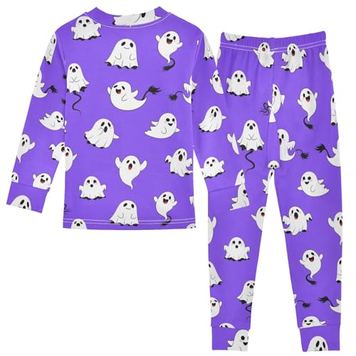 Pajama Sets Long Sleeve Cute Ghosts on Purple Soft Comfy Sleepwear 2 Piece PJS 3-8T3