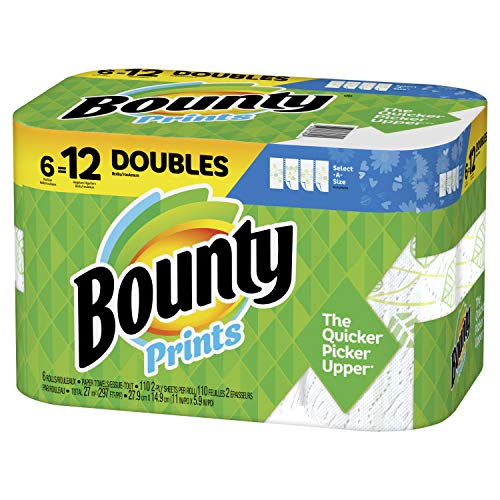 Image of Bounty Select-A-Size Paper Towels, Print, 6 Double Rolls = 12 Regular Rolls