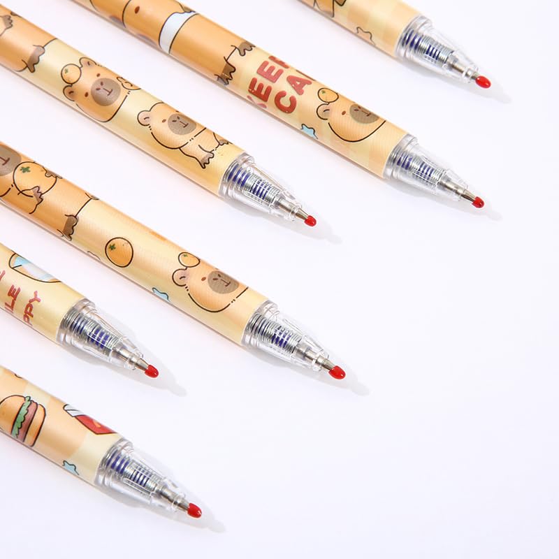 Kawaii Capybara Gelstifte 4er Set, Schwarze Tinte, Einziehbar, Süßes Schreibwaren Für Schule & Büro