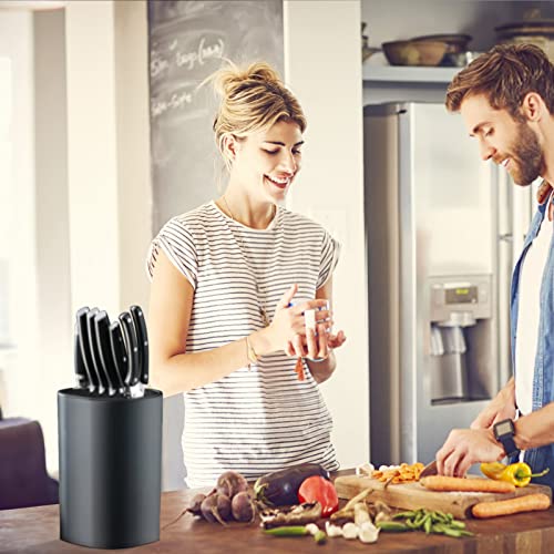 Universal Knife Block, Safe Knife Holder Storage With Slots For Scissors And Sharpening Rod, Detachable For Easy Cleaning, Space Saver Knife Organizer, Unique Slot Design To Protect Blade (Black) #TOP7