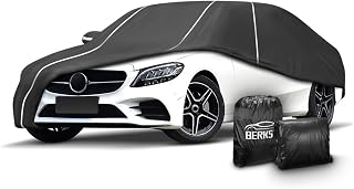 Fluorescent Strip Design 6 Layers Waterproof Car Cover Compatible for Mercedes Benz C-Class C250 C300 C350 C400 2008-2024 All Weather Full Car Cover with Storage Bag