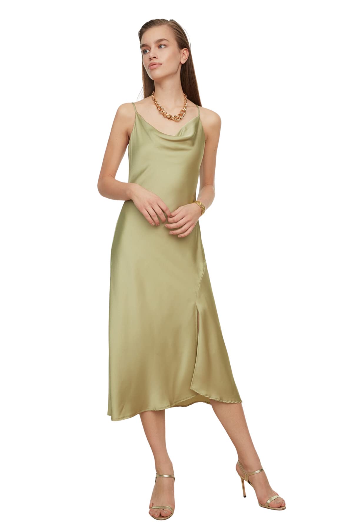 Trendyol Women Midi Shift Fitted Woven Dress Grün