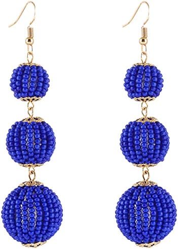 VK Accessories Thread Ball Dangle Earrings Thread Dangle Earrings Soriee Drop Earrings (bead ball blue)