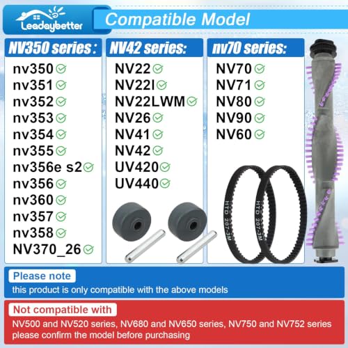Image of Roller Brush Replacement for Shark Navigator Lift Away NV350,NV352,NV353,NV360,NV356E,NV42,NV80,UV420,NV70,NV41,NV71,NV90,NV22 Series Upright Vacuum，1 Roller Brush + 2 Belts + 2 Wheels