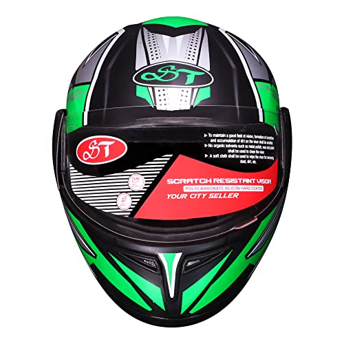Image of Stylish Green Color Full Face Shield Helmet for Men and Women (Green)
