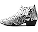 Bolano Adder, Boots for Men - Mens Dress Boots - Mens Fashion Boots - Mens Ankle Boots - Realistic Snake Print, Easy Zipper Slip On Boots, Color Black & White Size 9 - Runs Small GO 1 Size UP