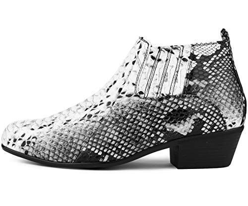 Bolano Adder Mens Dress Boots - Realistic Snake Print, Easy Zipper Slip On Ankle Boots3