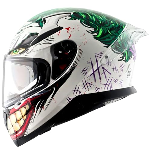 Image of Axor Apex Dc Joker ISI ECE DOT Certified Full Face Dual Visor Helmet for Men and Women with Pinlock Fitted Outer Clear Visor and Inner Smoke Sun Visor (with Extra Irridium Blue Visor) White Green(M)