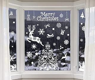 LOAVER 70 Pieces Giant Christmas Window Stickers, Xmas Adhesive Window Cling for Home Shop Display Window Decoration