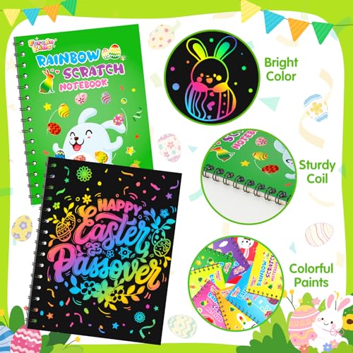 FEREDO KIDS Party Favors for Kids: 24 Pack Easter Rainbow Scratch Art Notebook Classroom School Supplies Bulk for Girls Boys Goodie Bags Stuffers, Return Gifts for Birthday Party Gift Kid Crafts — view 6