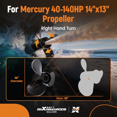 Image of maXpeedingrods 14 X 13 Aluminum Boat Propeller for Mercury Engines 60HP 75HP 80HP 90HP 100HP 115HP 125HP, 15 Spline Tooth 3 Blades, RH, Parts No# 48-77340A45
