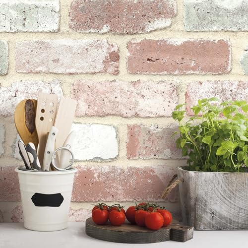 RoomMates Reclaimed Brick Peel and Stick Wallpaper, RMK12194PL RoomMates Reclaimed Brick Peel and Stick Wallpaper, RMK12194PL