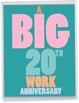 NobleWorks - 20th Work Anniversary Milestone Card Jumbo 8.5 x 11 - Big Notecard for Employee Anniversaries, 20 Years - Years at Work 20 J9140MAG-WA