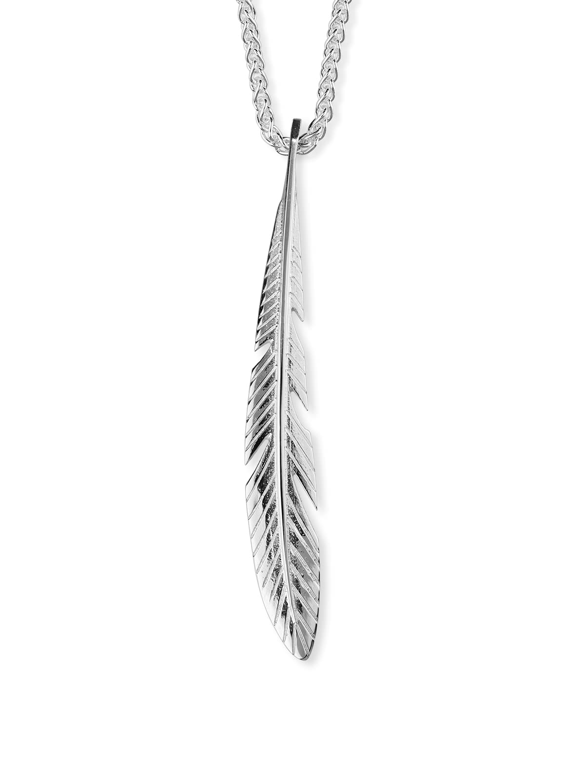 ORTAK 925 Sterling Silver Handmade Pendant Necklace, Feather Inspired Design, Matt Fine Polished, Scottish Fine Jewellery, Made in Orkney Islands, Scotland