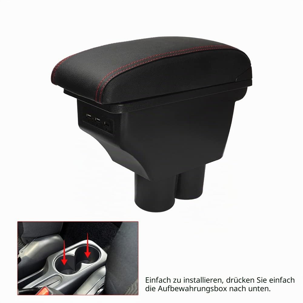 MARCHFA Armlehne Aufbewahrungsbox Custom Kompatibel für Jimny 2007-2018 JB23 JB33 JB43 JB64 JB74 Armlehnenbox mit USB-Ladeanschluss
