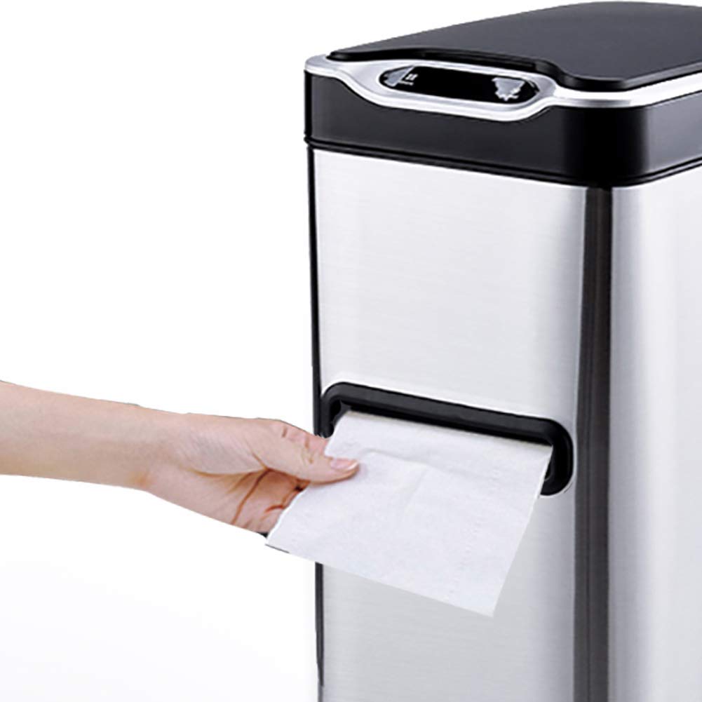 Czujnik ruchu automatyczny kosz na śmieci inteligentny szczelny pojemnik na śmieci ze stali nierdzewnej recykling pojemnik wielofunkcyjny 3 w 1/2 w 1, 7 l pojemnik na śmieci bezdotykowy prostokątny z wewnętrzną beczką