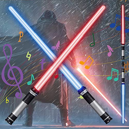 ENAIAH Laserschwert Kinder, 2 Stück Star Wars Lichtschwert Schwert,2 in 1 Laserschwert zum Duellieren Lichtschwert mit Licht und Sound Cosplay Spielzeug für Kinder Geschenk