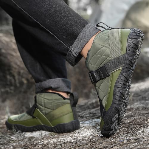 Image of Hike Winter Footwear Barefoot Boots Mens Womens, Waterproof Winter Snow Boots, Warm Ankle Booties, Wide Toe Barefoot Hiking Boots, Non-Slip Zero Drop Sole Hike Shoes for Hiking Walking Outdoor