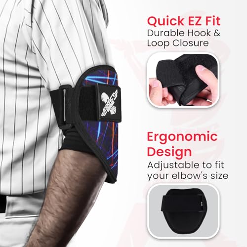 Exxact Sports Plain Baseball Elbow Guard Youth & Adult, Batters Softball Elbow Guard Baseball with Adjustable Straps - (Lazer, Adult)